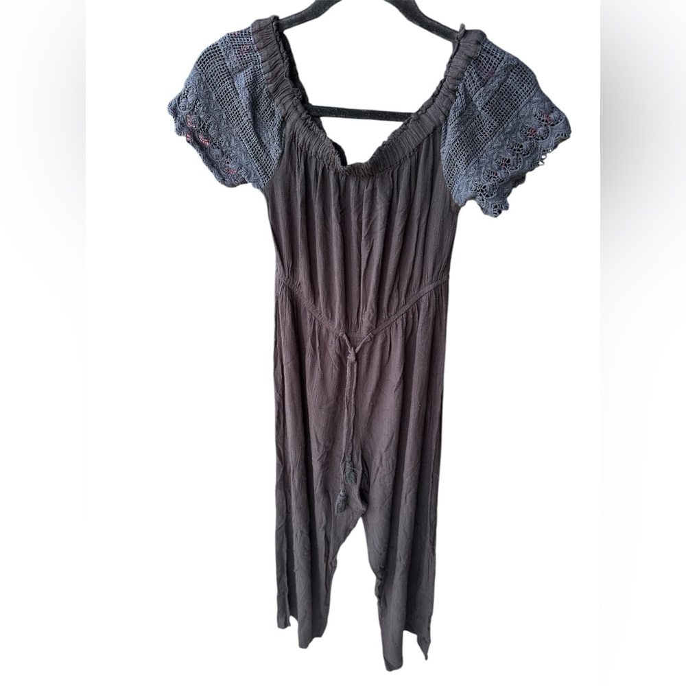 Gray Off-Shoulder Jumpsuit